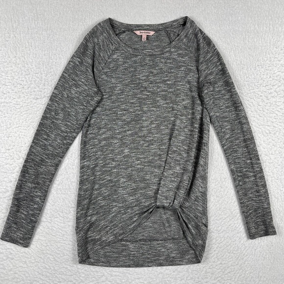 Juicy Couture Shirt Womens Small Gray Gather Knot Front Casual Long Sleeve Top - Picture 1 of 11